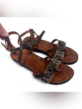 LaMamita Anka Handmade Peruvian Leather Sandals Boho Andean Size 7 Recycled